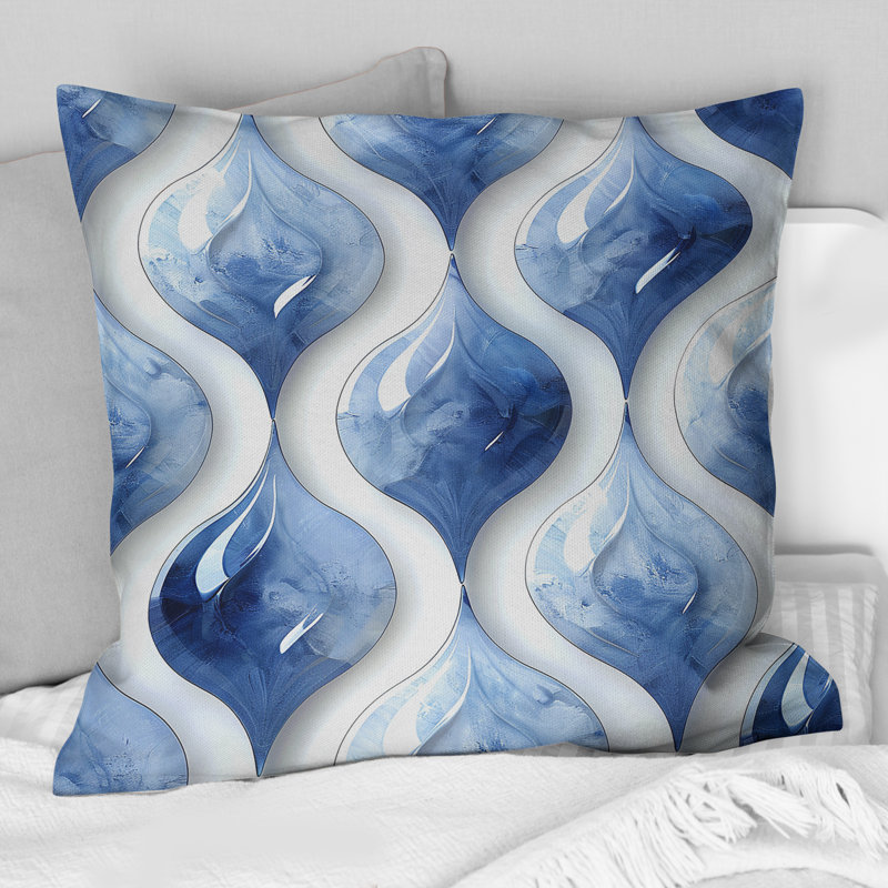 Coussin moderne bleu Ogee Patten II - bleu, H 16 po x l 16 po