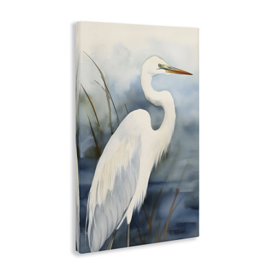 "Soft Egret Impression", impression sur toile par Petal Prints Design