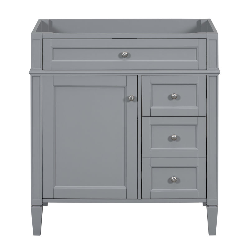 Meuble-lavabo de salle de bain de 30 po sans lavabo supérieur, armoire de rangement moderne avec 2 tiroirs et un tiroir rabattable (BASSIN INCLUS)
