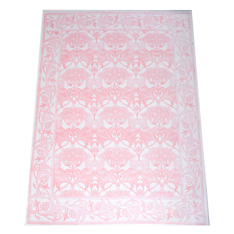 Pink William Morris Washable Runner with Built-in Padding and Non-Slip Backing, Rectangle 8' x 10'