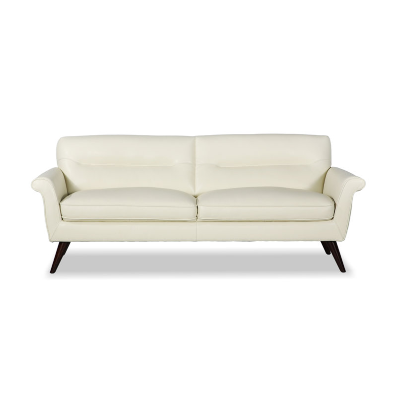 Amber Luxe 83" Leather Sofa, Cream