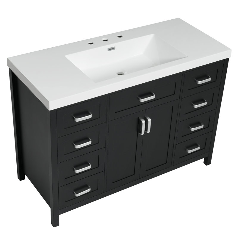 Meuble-lavabo de salle de bain avec lavabo, Noir