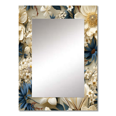 Adalgar Radiant Lace Inspired Floral Botanics - Floral Mirror, Floral Unique Wall Mirror, Printed Metal Art
