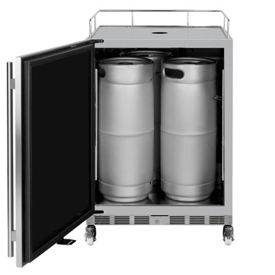 Infinity Series Outdoor 24" Wide Single Tap Kegerator With Left Hinge Stainless Steel Door