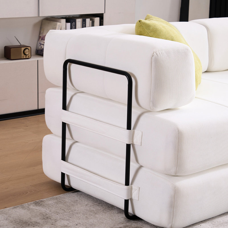 78.5" Fold Out Couch, Folding Bed With Foam Spring Floor Mattress And 2 Pillows, Futon For Living Room, Beige Corduroy 3 - Seater, No Assembly Needed Convertible 78.5", Pillows Mattress, Office