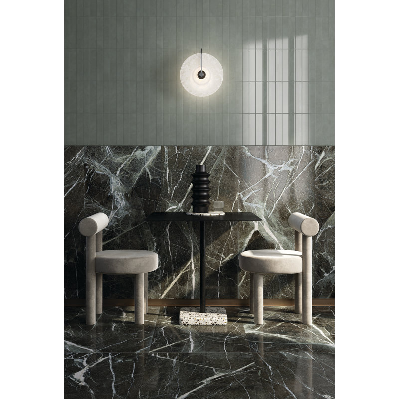 Veria Green 24" x 47" Porcelain Marble Look Wall & Floor Tile