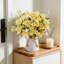 Fleurs de gardénia en soie artificielle dans un vase en céramique, arrangement de fausses fleurs réglables pour le centre de table de bureau