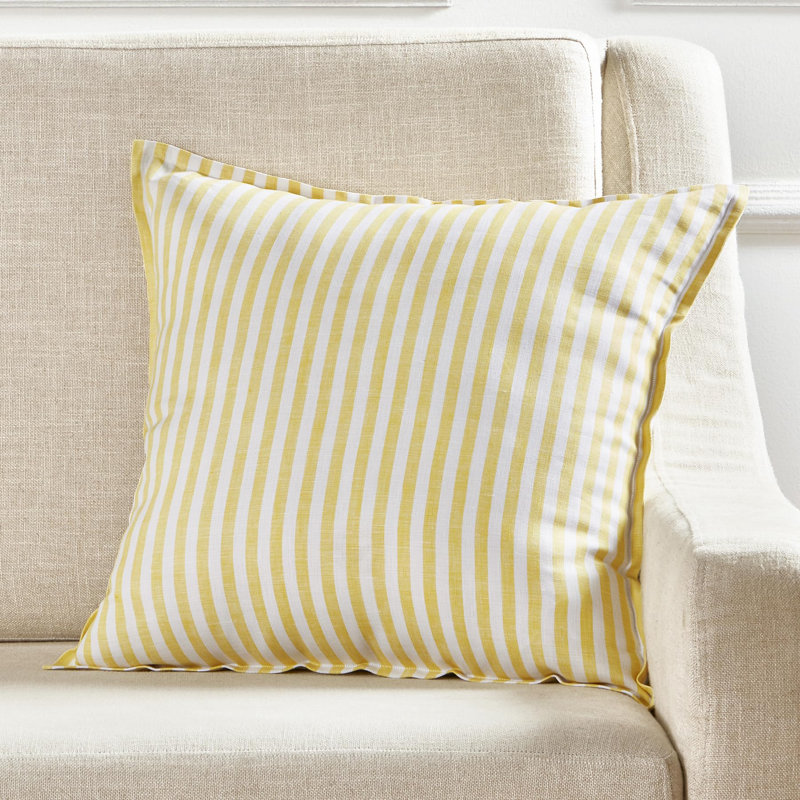 Santa Barbara - 100% Pure Linen Pillow Cover, Primrose Yellow/White Striped