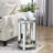 Mirror round table, 2-layer modern small sofa table with storage space, silver decorative table