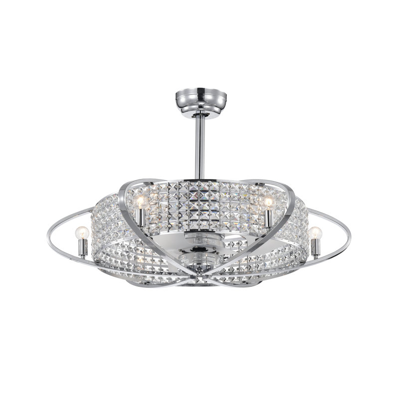 Ventilateur de plafond en cristal 3 pales 34 "avec télécommande et ensemble d'éclairage inclus Goggins