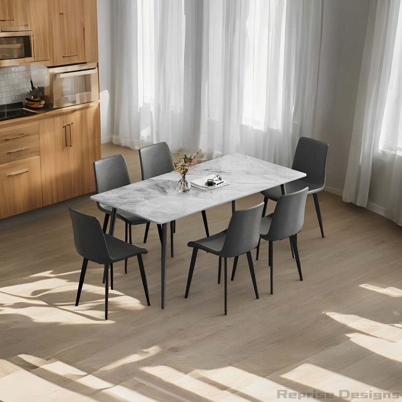 Chaises de salle à manger rembourrées en similicuir 2 pièces, Gris