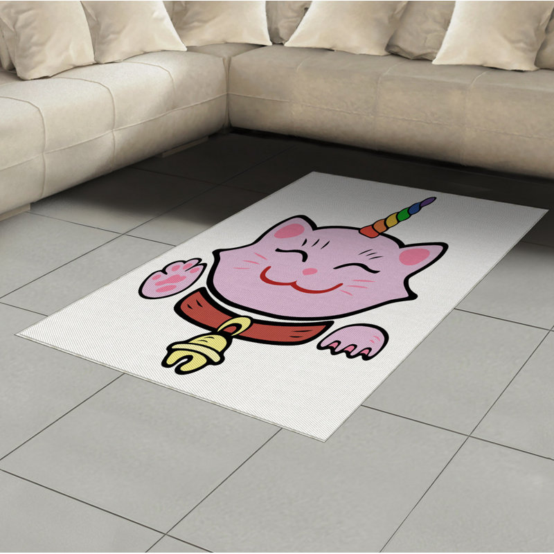 Tapis décoratif Fontenot Unicorn, Rectangle— 4 pi x 5 pi 8 po
