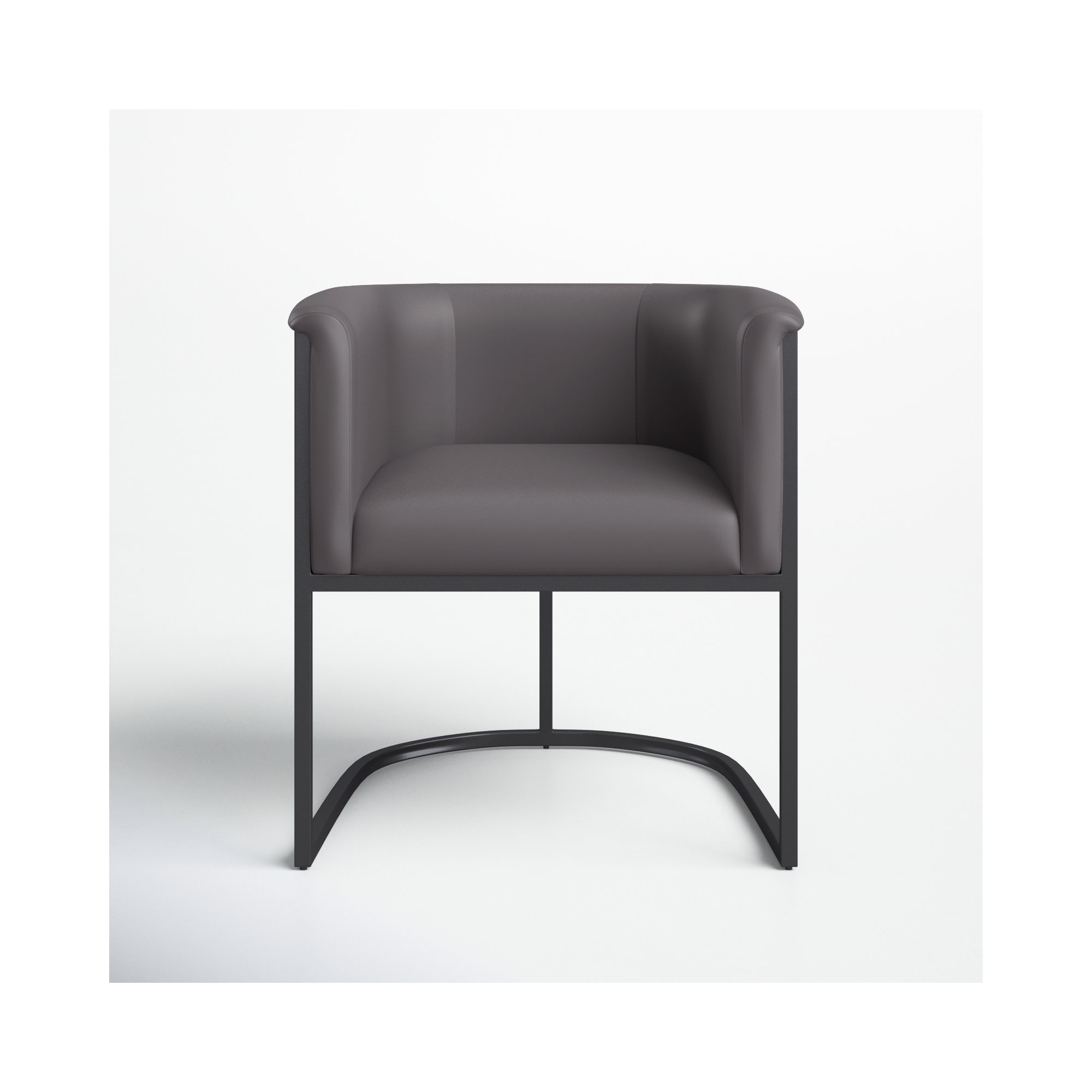 Virgil Faux Leather Upholstered Arm Chair, Gray