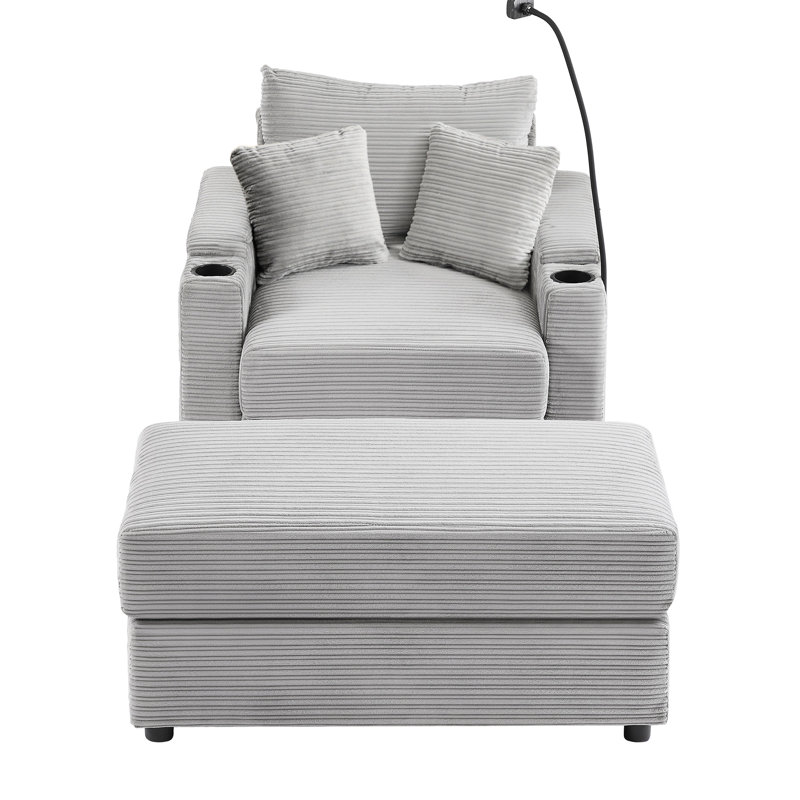 Style moderne de 41,7 po avec espace de rangement, coussins de dossier souples et moelleux et deux ports pour le salon Relax