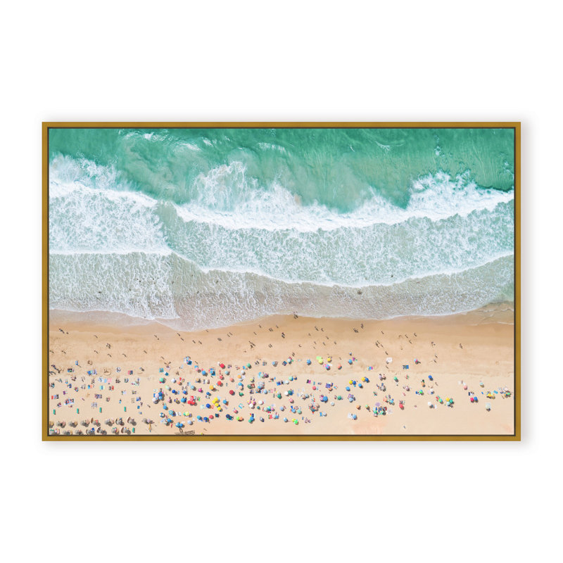 Coastal Retreat Summer Beach by  - Picture Frame Photograph on Paper, 32" H x 48" W x 1.125" D, Beige, Framed Matted Print