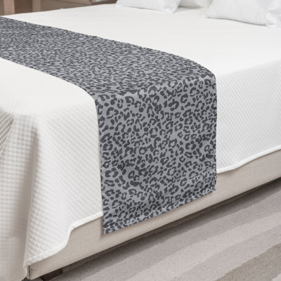 Ambesonne Leopard Print Bed Runner Fashion Wild Animal Charcoal Grey Pale Taupe