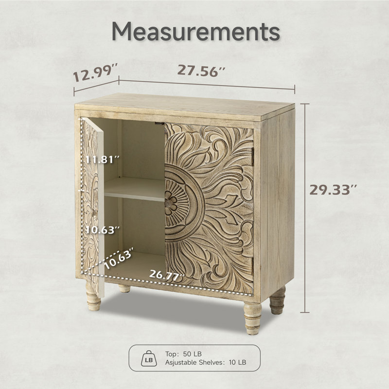 Farmhouse Storage Cabinet With Craft Flower Motif Front