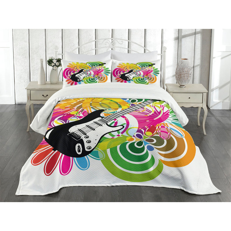 Ensemble de couvre-lit Ambesonne Popstar, Couvre-lit pour très grand lit + 2 taies décorat