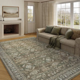 Kitty Machine Washable Oriental Area Rug for Living Room with Non-Slip Backing