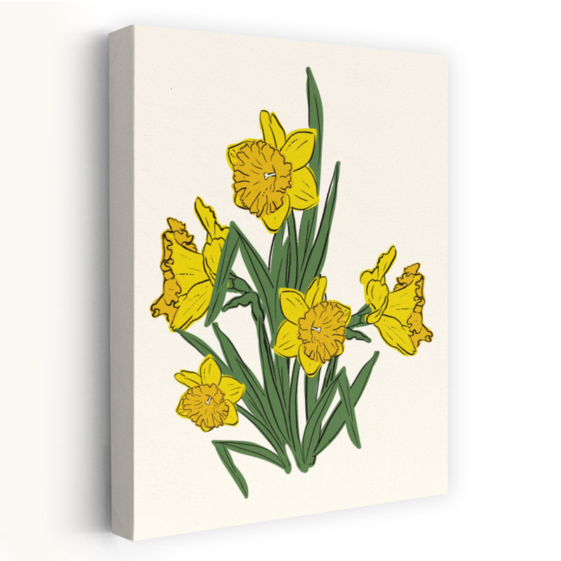 Vibrant Yellow Daffodils by Sonia Pal - Wrapped Canvas Print, 60.96 cm H x 40.64 cm W
