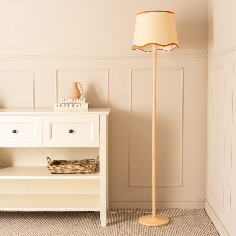 Rozana 161cm Traditional Floor Lamp, Natural/Red, Yes