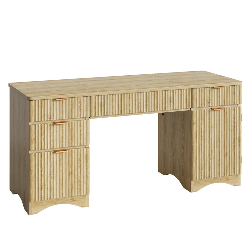 Computer Desk, Natural Oak