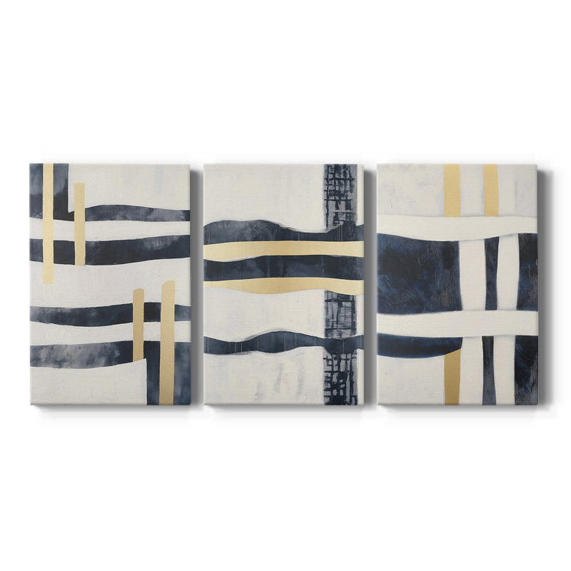 Série ABSTRACT DCCDXCV - Toile tendue sur mesure - 3 pièces, H 60 po x l 120 po