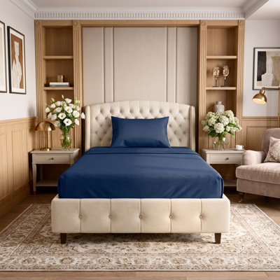 Ensemble de literie pour lit simple en microfibre brossée 4 pièces, draps doux pour la peau, conception à poches profondes, infroissable, résistante à la décoloration et au rétrécissement
