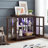 Retro Antique LED Curio Display Cabinet With Adjustable Shelves And Lattice Doors-1907276394