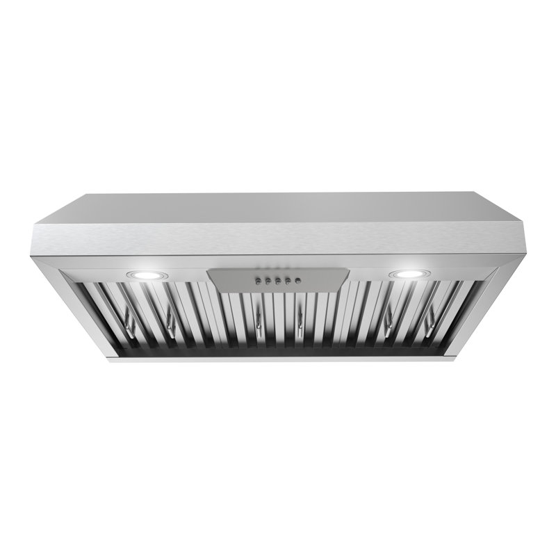 Streamline 30 In. T-1711-1-CL Anfo Convertible Undermount 406 CFM Range Hood In Brushed Stainless Steel With Baffle Filters, Push Button Control, LED Lights