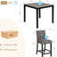 Table de salle à manger à hauteur de comptoir avec 4 chaises, grises et noires, pieds en bois, coussins de siège confortables, design compact 5 et bicolore noir, bois d'hévéa, sièges,