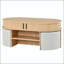 Ensemble de tables basses ovales avec rangement et 4 tabourets en tissu
