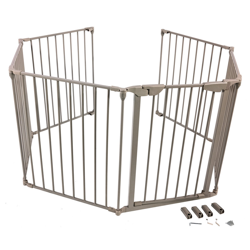 Barrière de barrière de sécurité pour animaux en métal robuste (café, 6 panneaux)