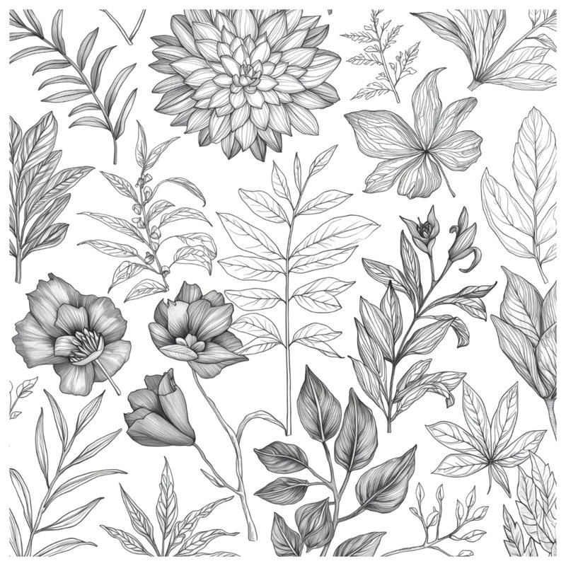Coussins décoratifs noirs Botanical Illustration, 26 po x 26 po