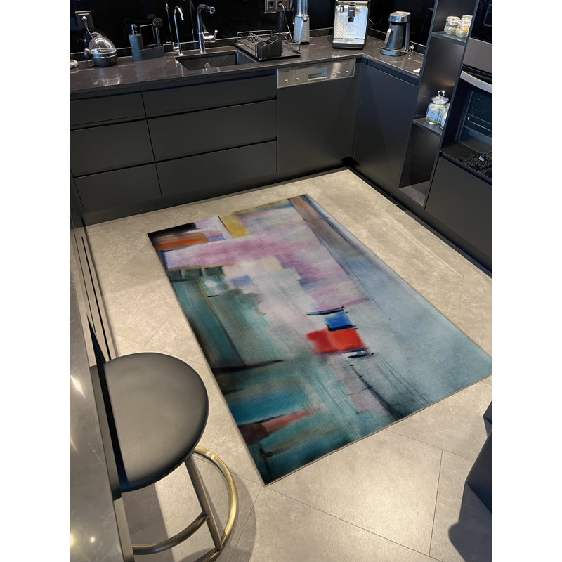 Tapis décoratif multicolore à motifs abstraits et créatifs, Tapis de couloir 3 pi 3,37 po x 6 pi 6,74 po