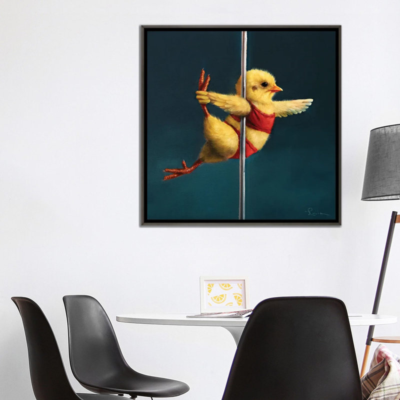 Pole Chick Rocket Woman_1PC6, H 37 po x l 37 po, Cadre flottant en bois foncé foncé