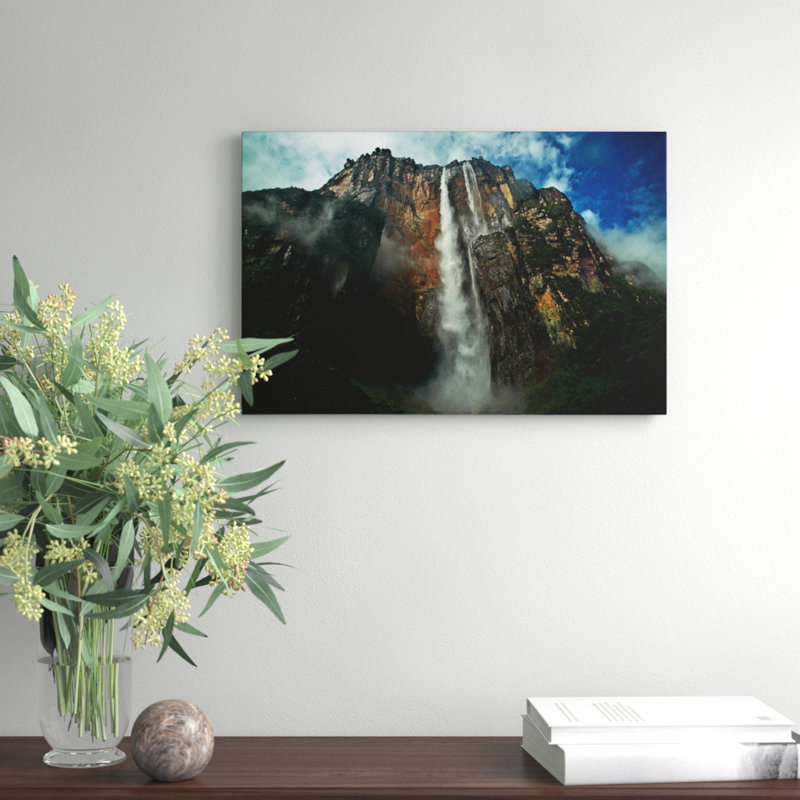 Landscape Angel Falls Waterfall Photographic - Wrapped Canvas, 40cm H x 60cm W