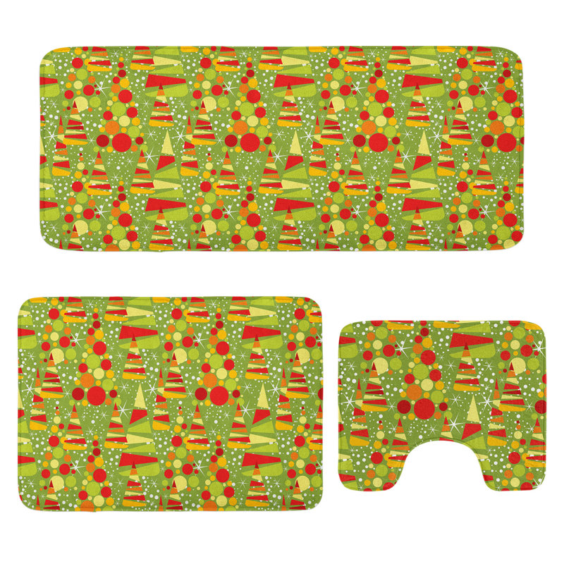  Multicolore tapis de salle de bain en forme de U et tapis rectangulaires Christmas Tree