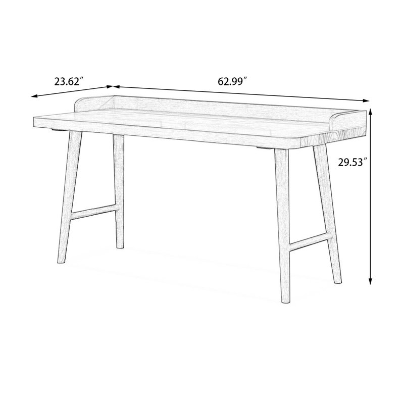 Walnut Rectangular Solid Wood desk, 29.53" H x 62.99" W x 23.62" D