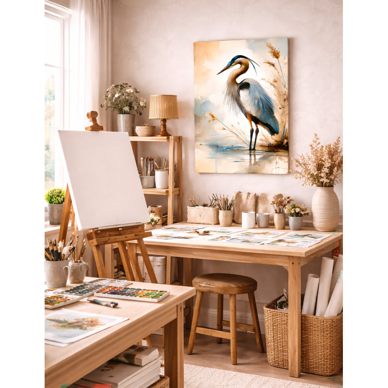 «Elegant Blue Heron», reproduction d'art sur toile, H 36 po x l 24 po x P 1,5 po