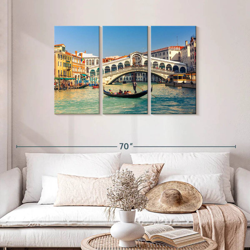 Gondola And Rialto Bridge, 28" H x 45" W
