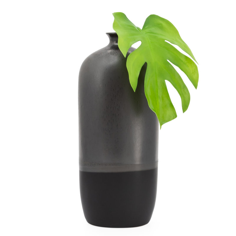 Ece Handmade Ceramic Table Vase, Black, 13.5" H x 5.75" W x 4.75" D