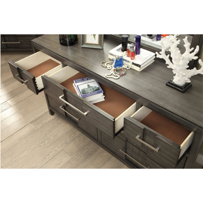 Commode 7 tiroirs Brooten, Gris