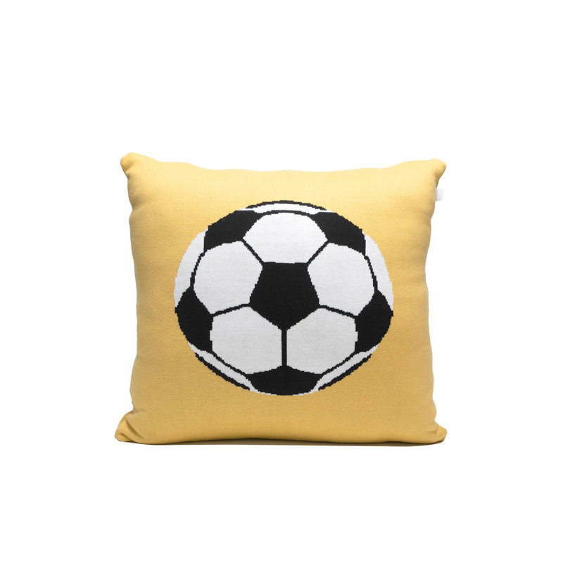 Dark Yellow Cotton Blend Soccer Ball Nursery Pillow