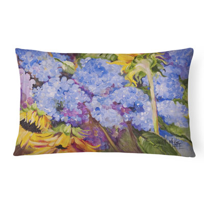 Coussin décoratif intérieur/extérieur hortensias et fleurs