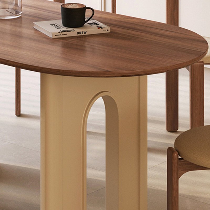 Ensemble de table de salle à manger ovale en bois massif de style crème, H 29,52 po x L 62,99 po x l 31,49 po