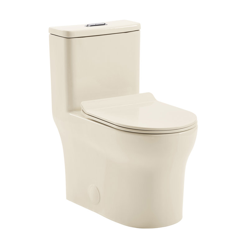 Swiss Madison Burdon 1.28 Gallons Per Minute GPF Elongated Floor Mounted One-Piece Toilet (Seat Included), Beige