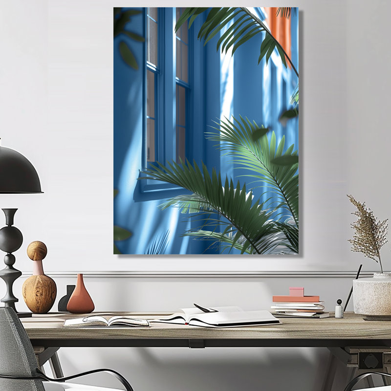 Impression d'art mural bleu et vert Urban Oasis Hotel - hôtels et loges, Sans cadre, métal, H 34 po x l 44 po