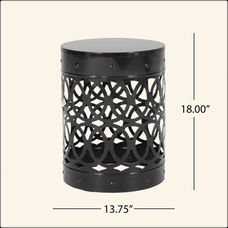 Table de bout d'extérieur en métal au design exquis et structure durable, Noir