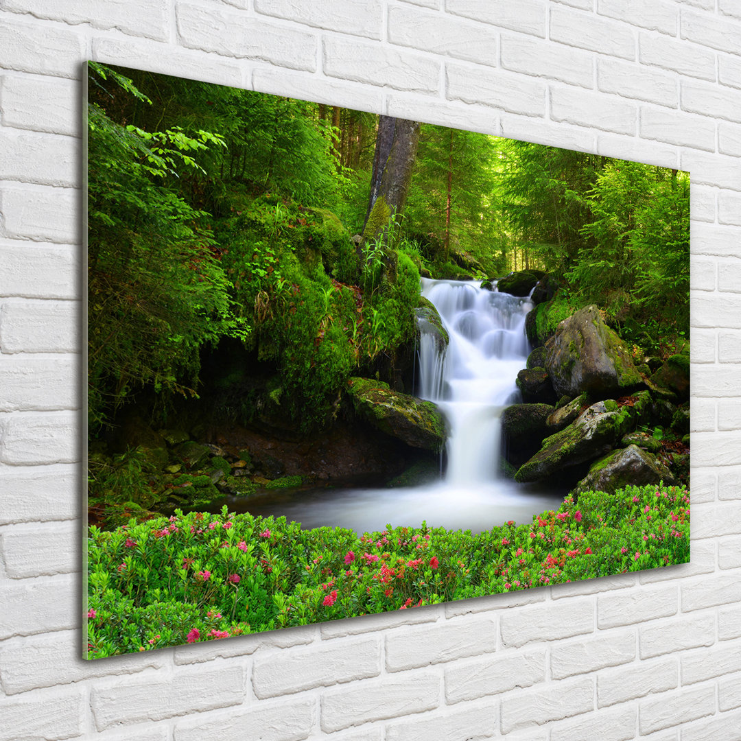 Waterfall In The Forest - No Frame Print on Glass